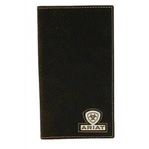NEW ARIAT men's rowdy leather rodeo wallet in dark brown